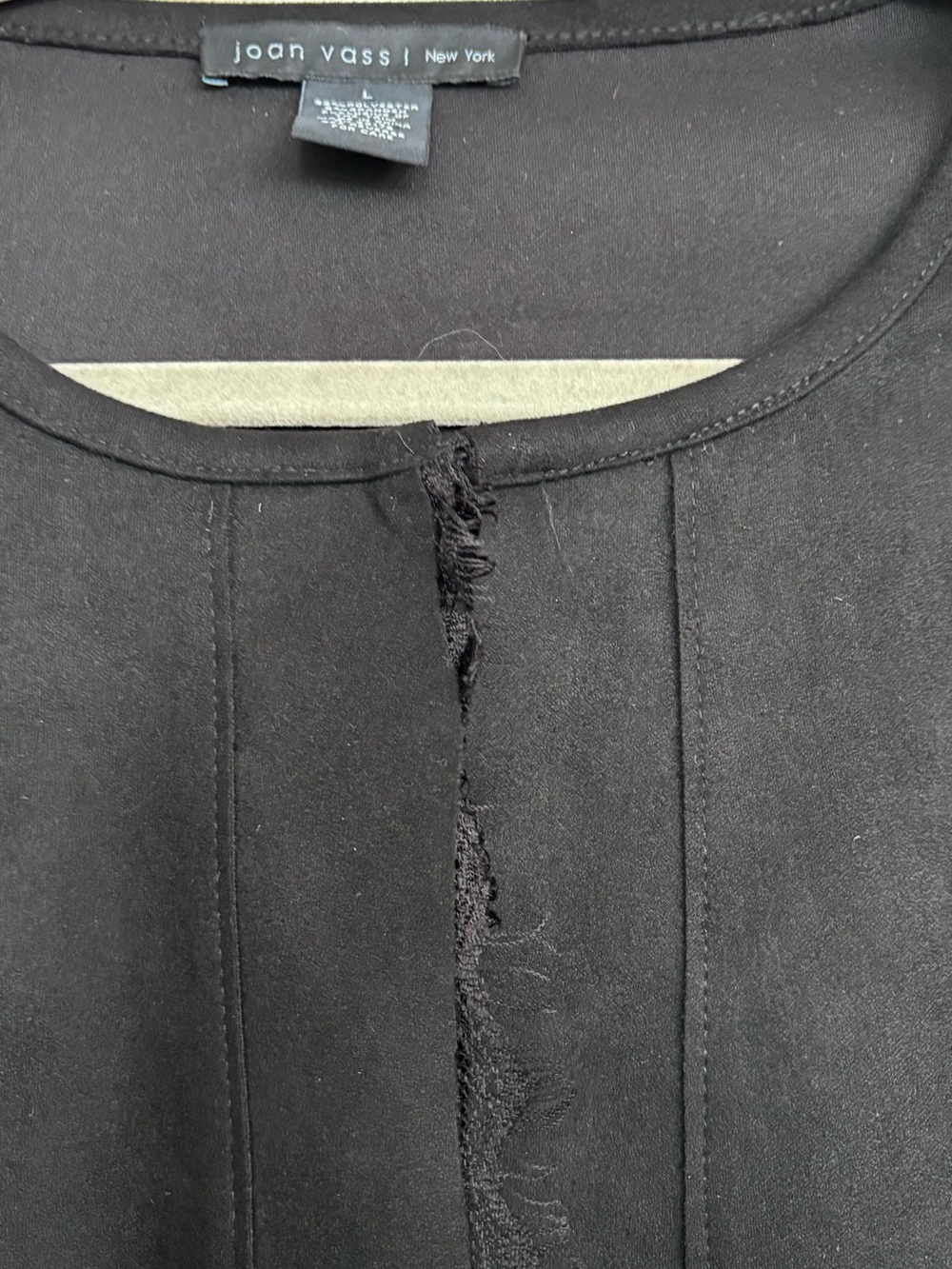 Joan Vass Black Open-Front Blazer with Fringe Trim - Size L - Picture 7 of 11